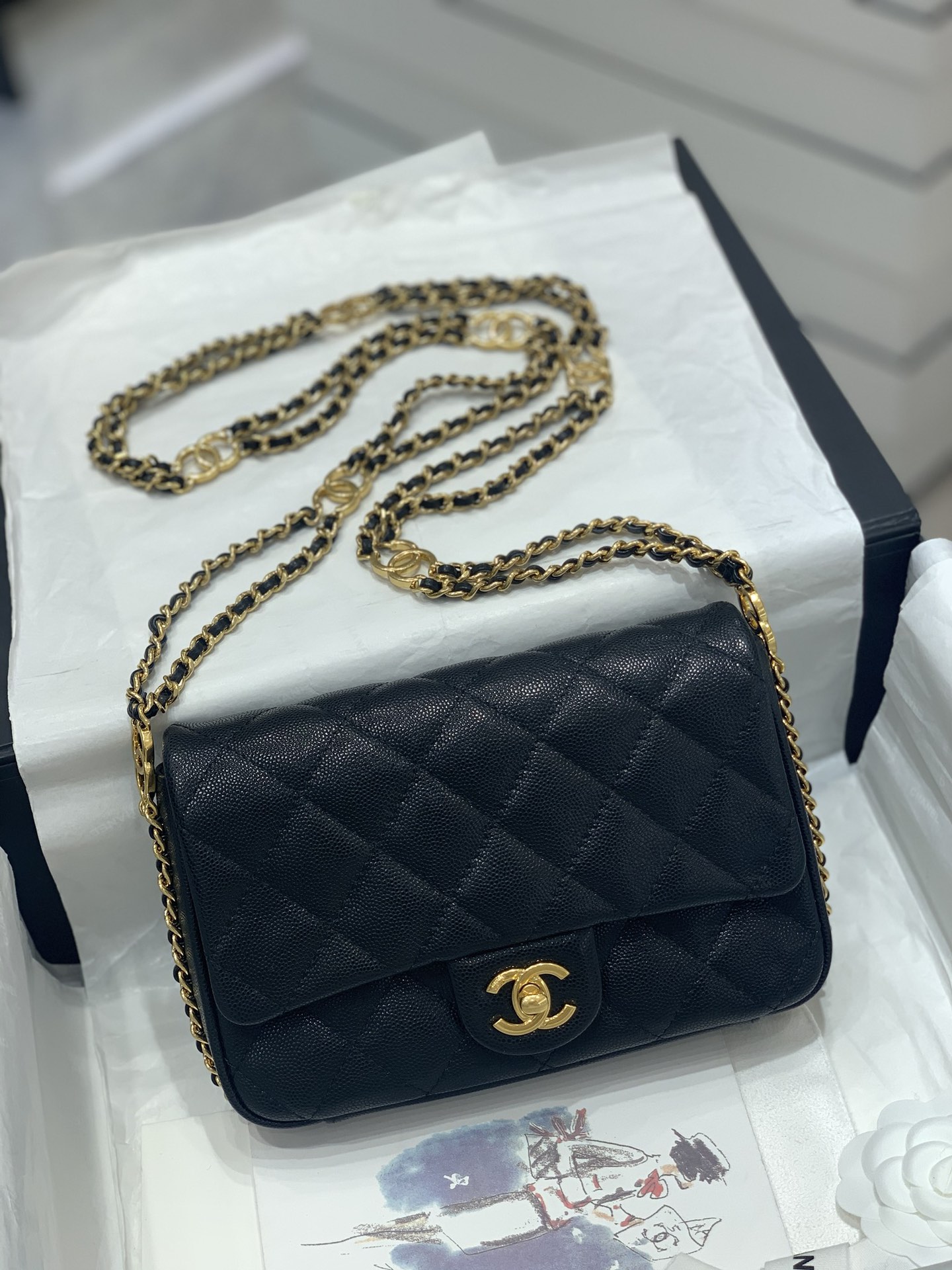 Chanel 23c早春度假系列 雙鏈條mini口蓋包現貨