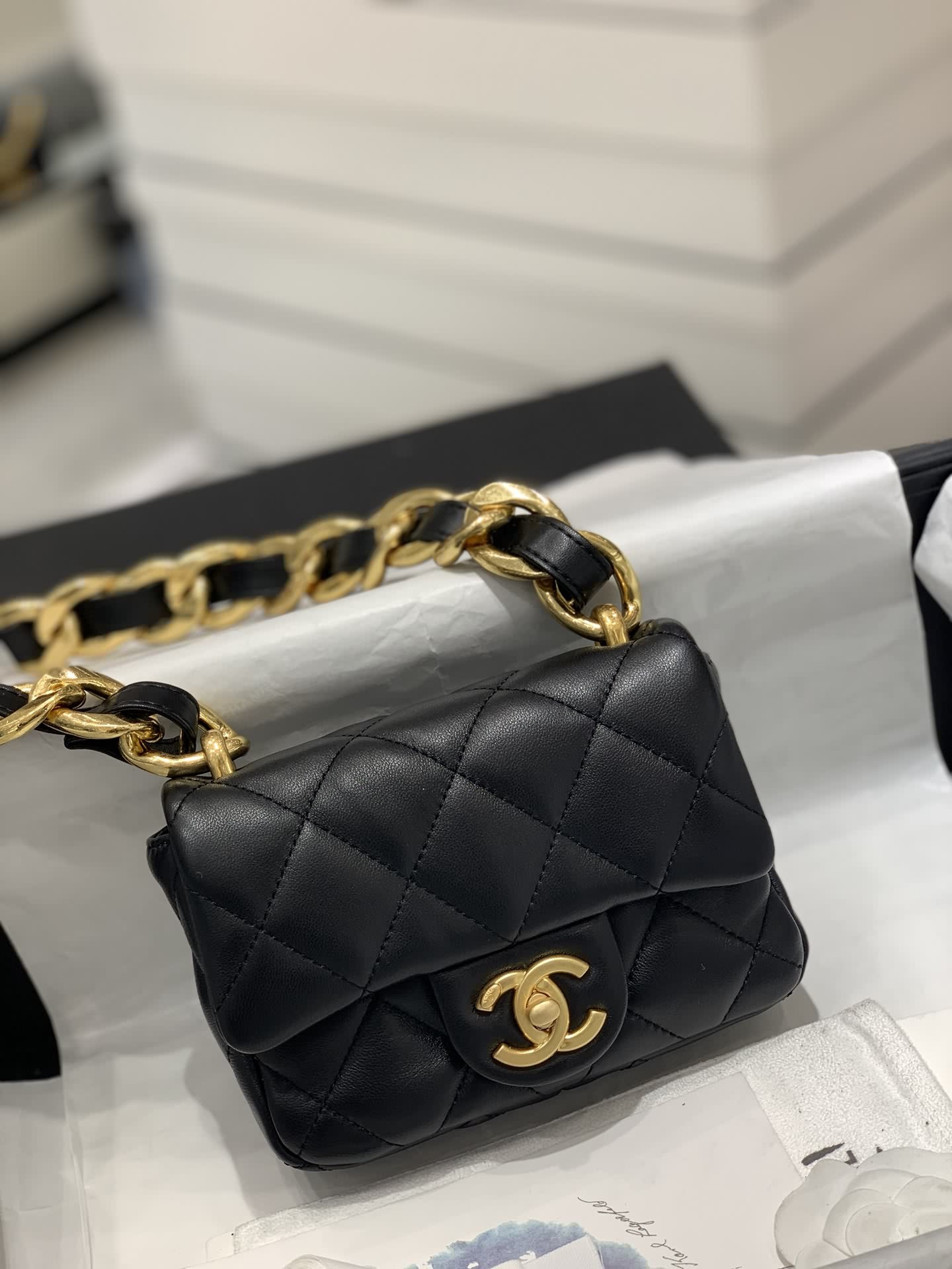 Chanel22s粗鏈條cf腋下包~