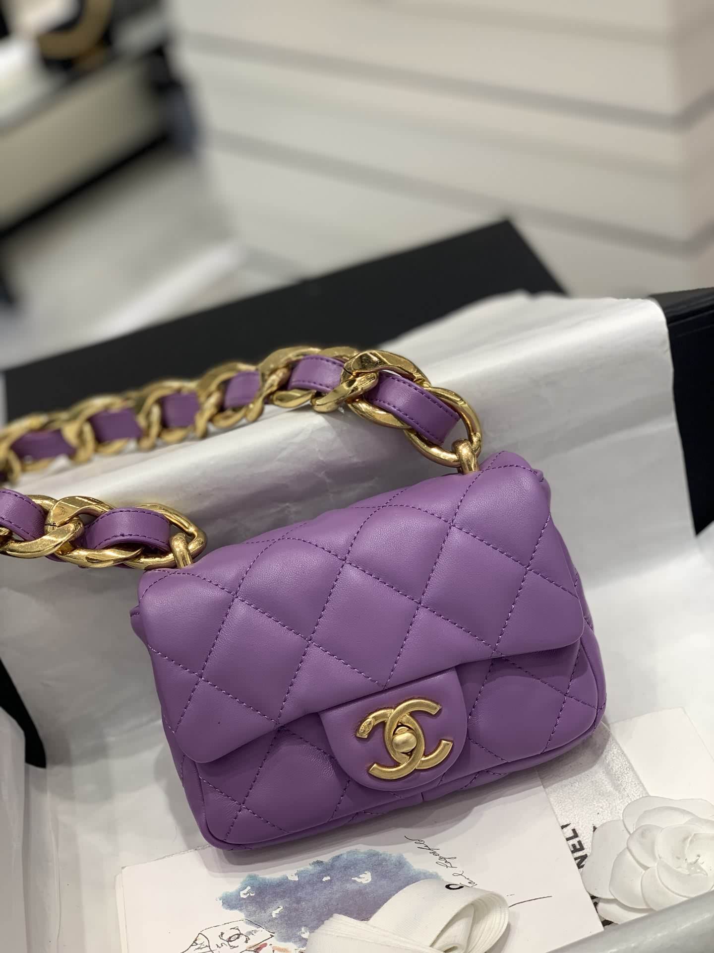 Chanel22s粗鏈條cf腋下包~