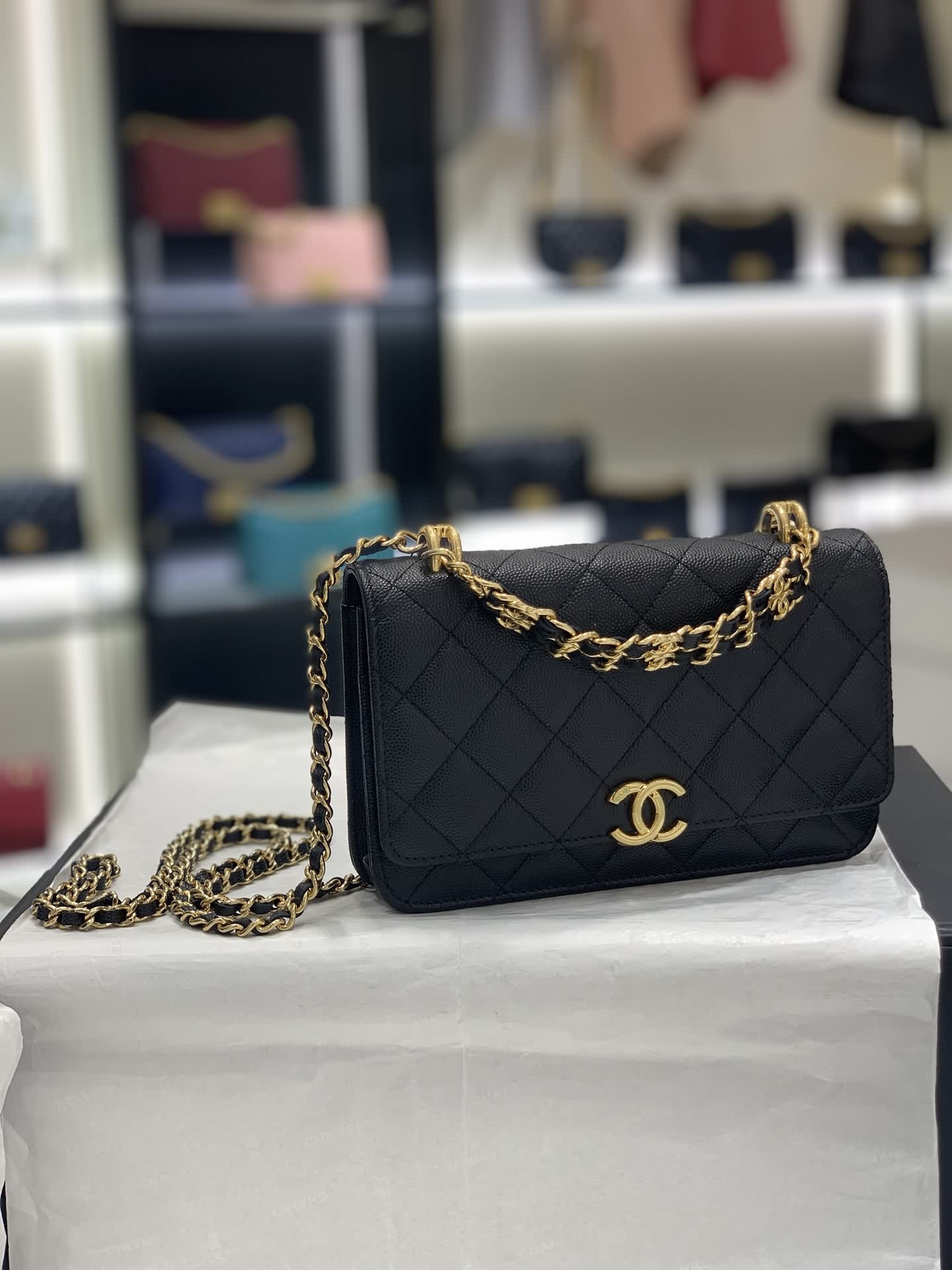CHanel 22k秋冬新品雙鏈條手拎包系列woc發財包