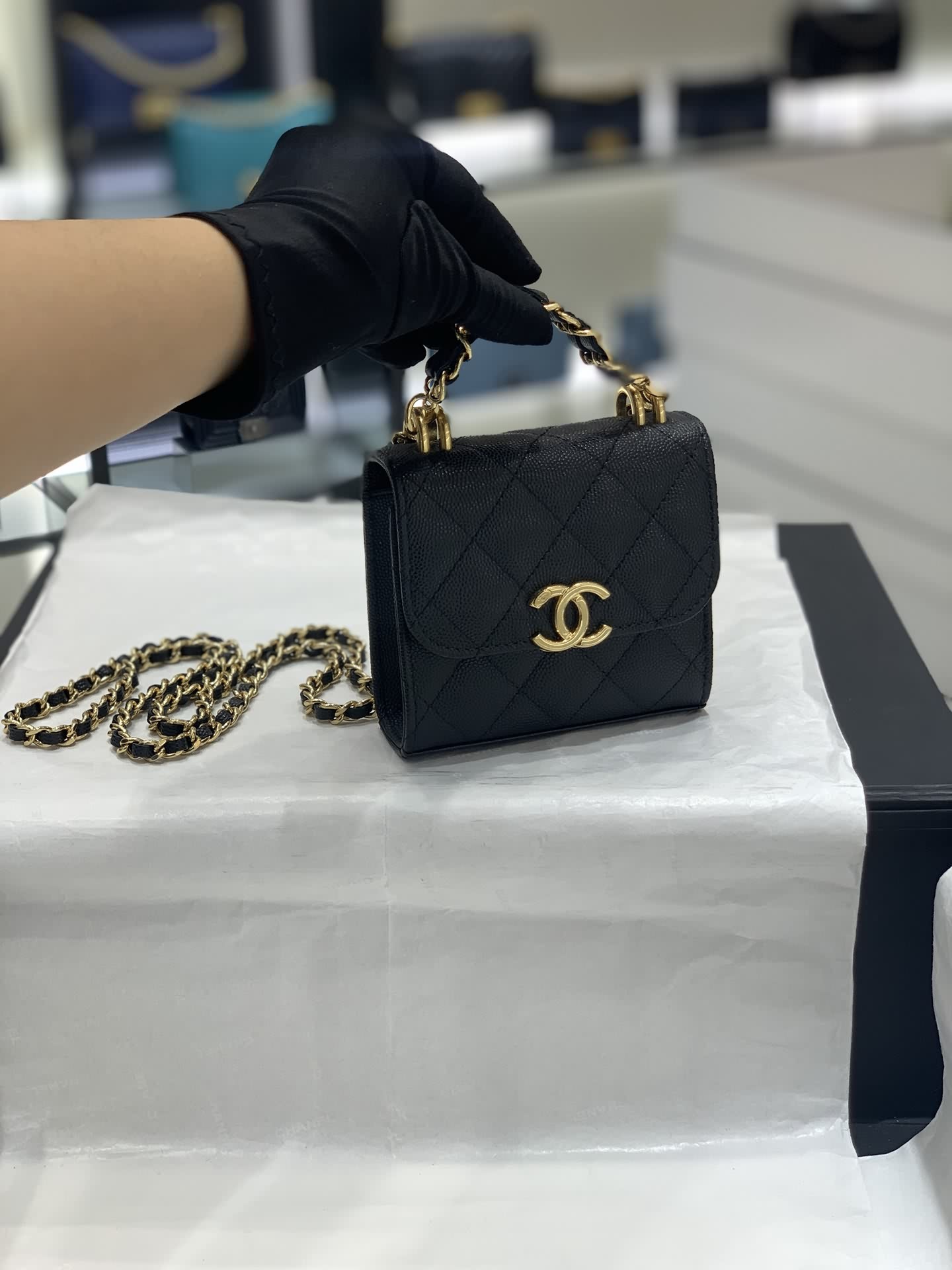 CHanel 22k秋冬新品雙鏈條手拎包系列trendy cc mini
