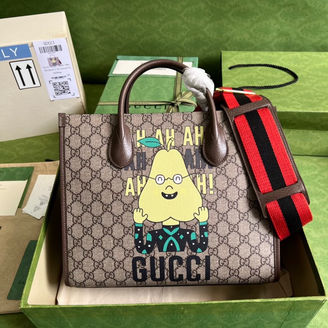 Gucci黃梨印花購物袋