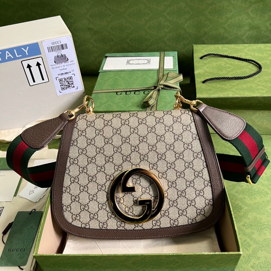 新品/ 圓形互扣式雙G中號肩背包