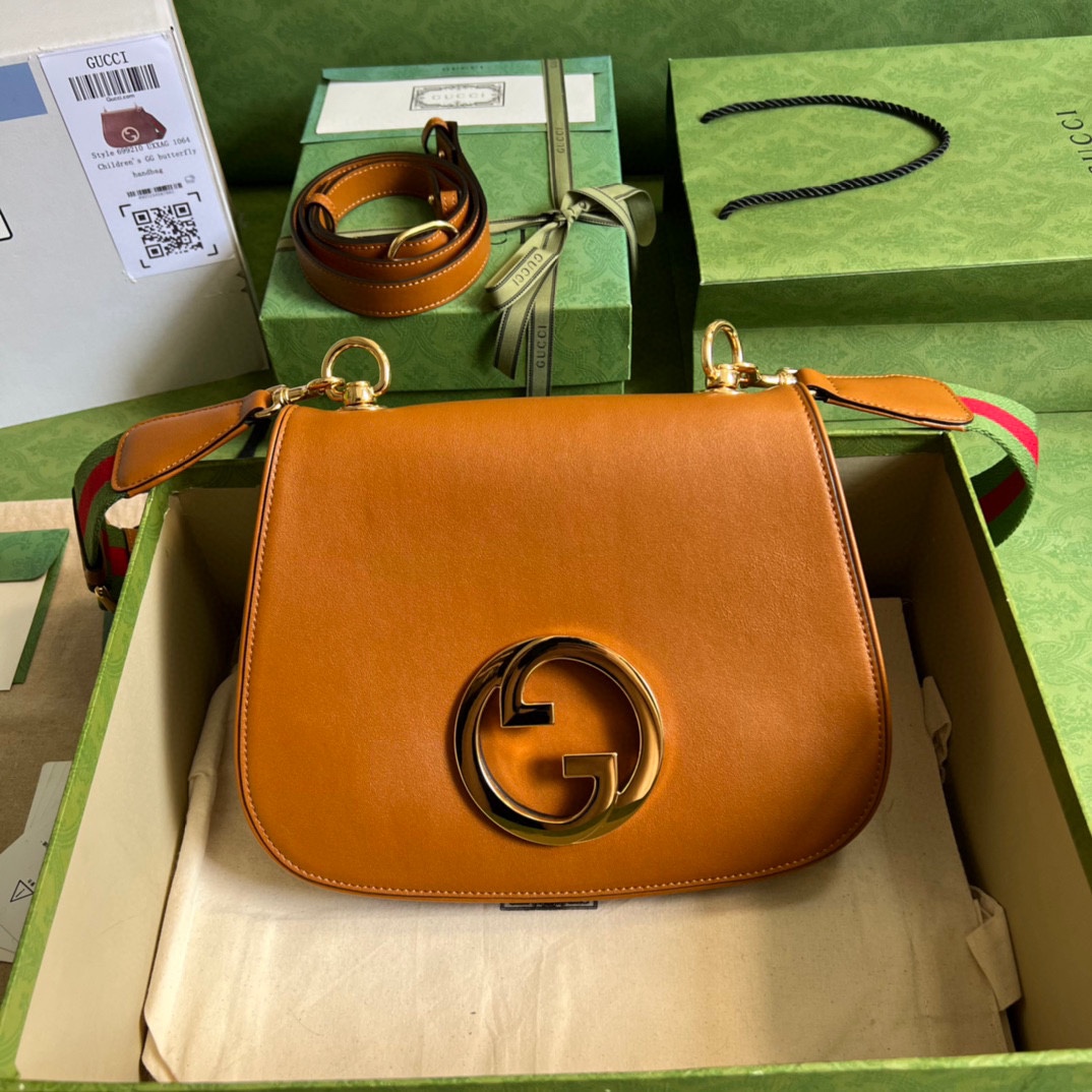 新品/ 圓形互扣式雙G中號肩背包