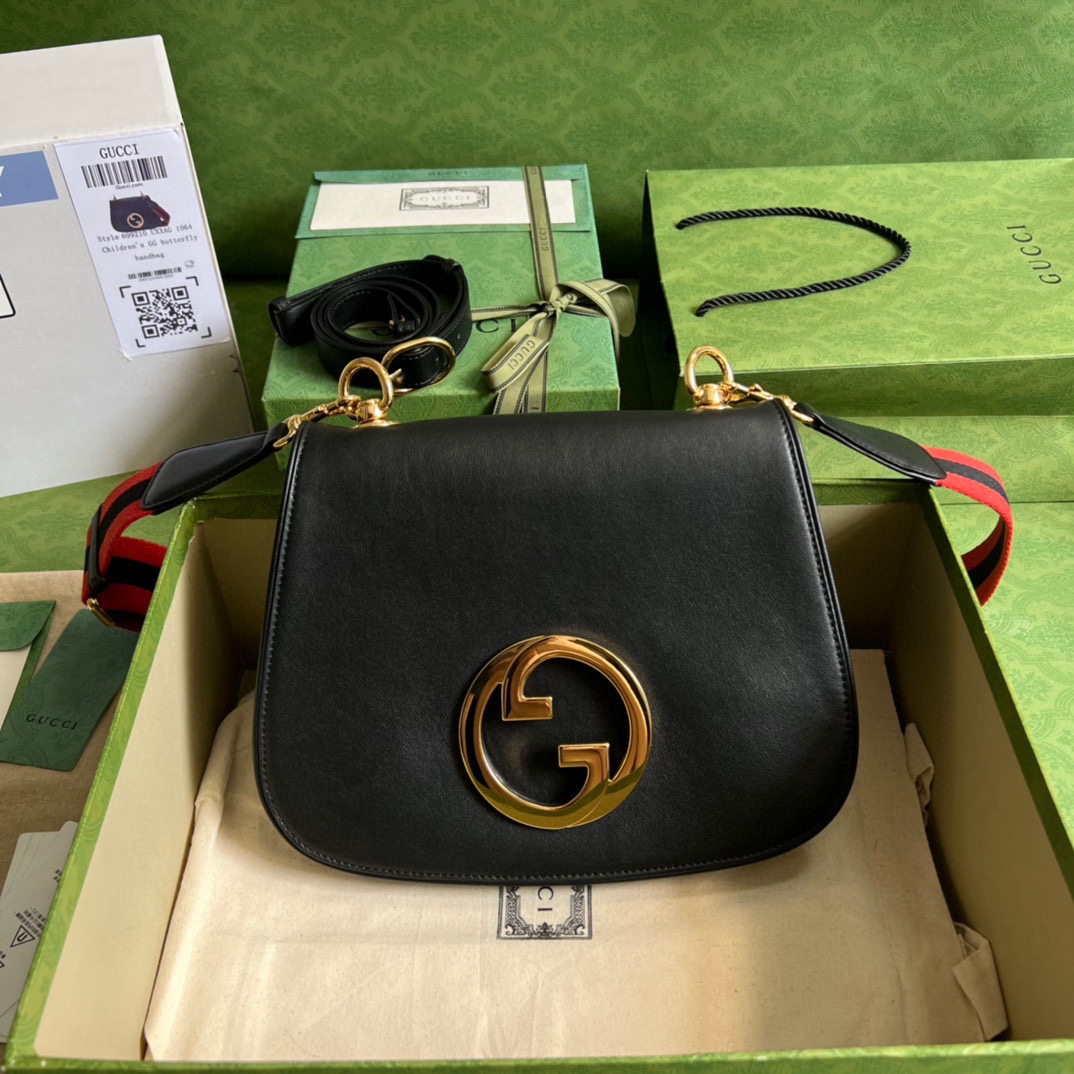新品/ 圓形互扣式雙G中號肩背包
