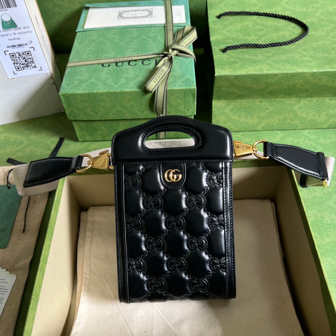 GG matelass&eacute;皮革單肩包