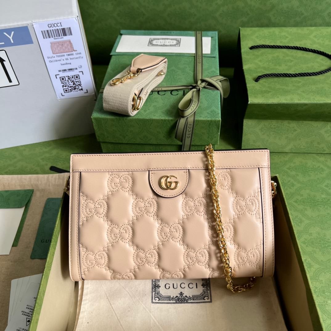 GG matelass&eacute;皮革單肩包
