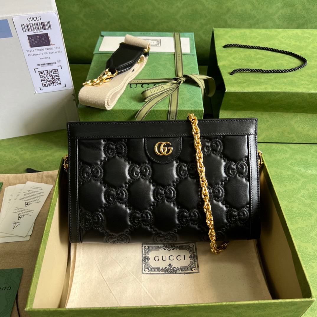 GG matelass&eacute;皮革單肩包
