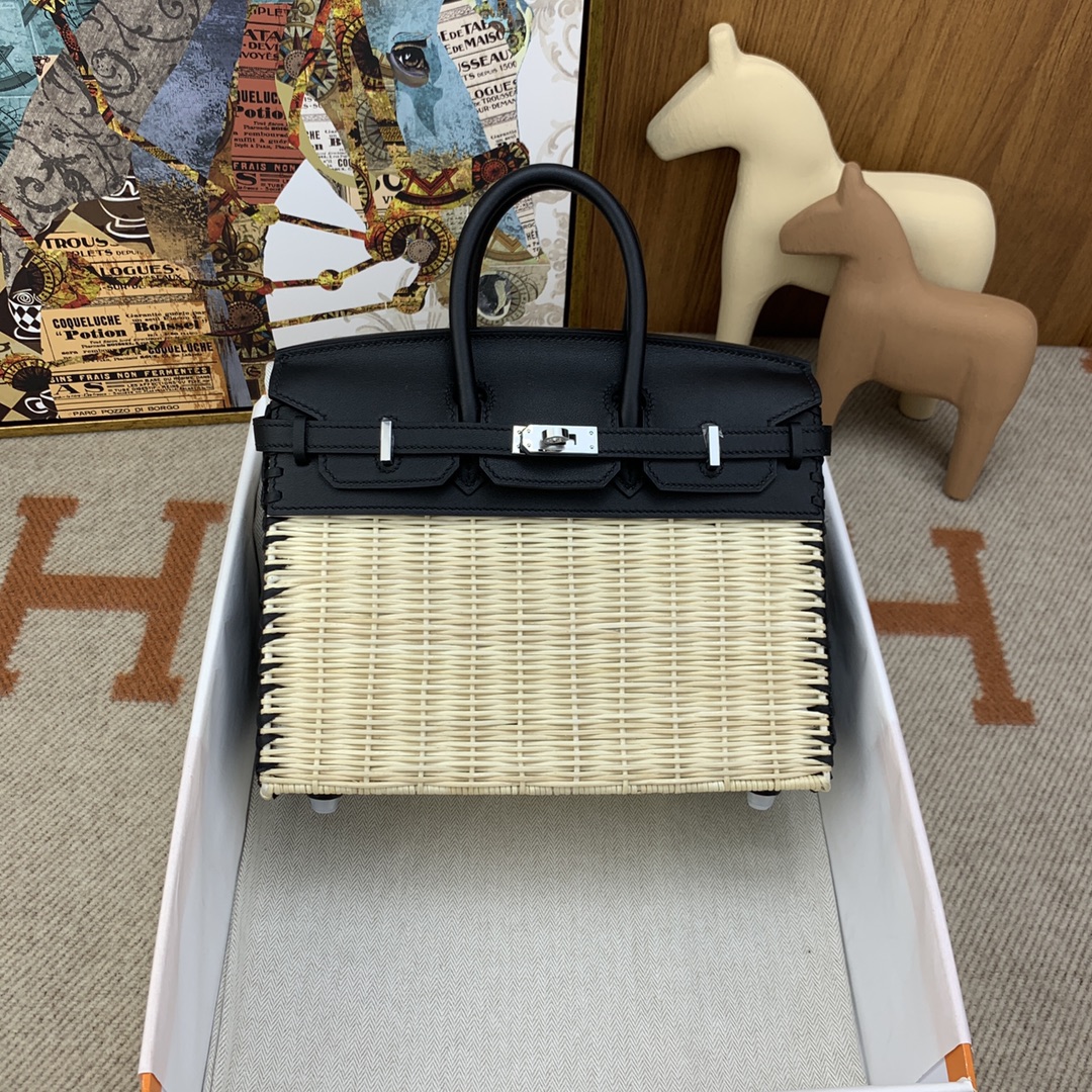 Birkim Picnic 藤條系列野餐包  89黑色 銀扣
