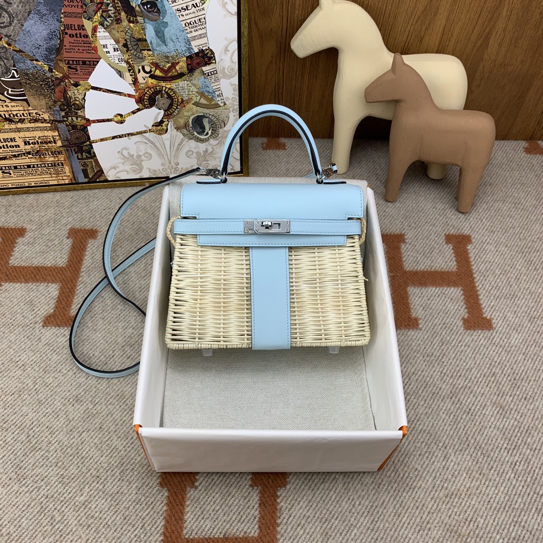 Kelly  Picnic 20cm 野餐包 藤條拼swift TO聖杯藍