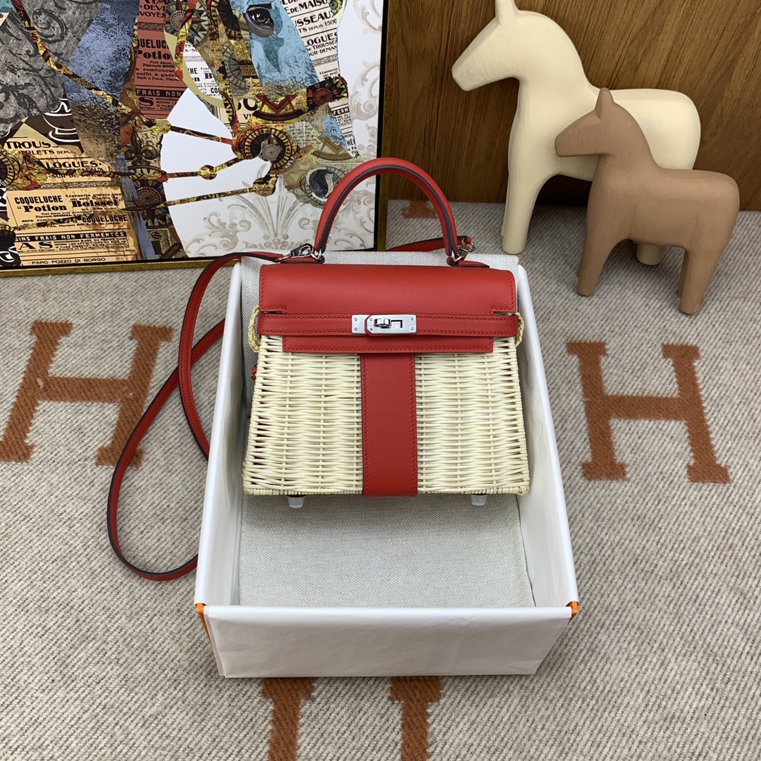 Kelly  Picnic 20cm 野餐包 藤條拼swift S3心紅