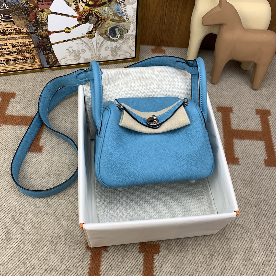 mini Lindy Clemence皮 Tc P3北方藍 銀扣