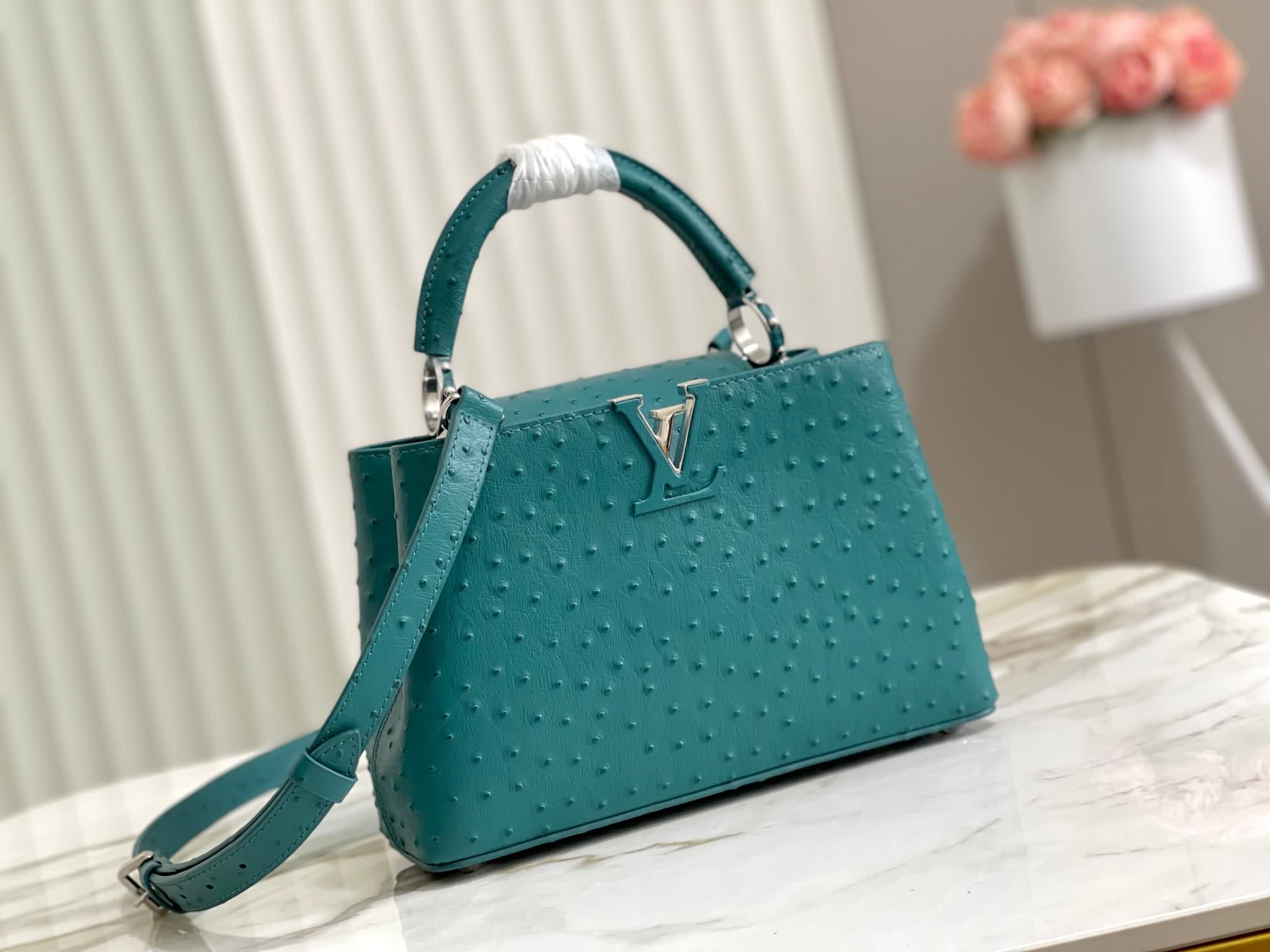 Capucines鴕鳥紋手袋