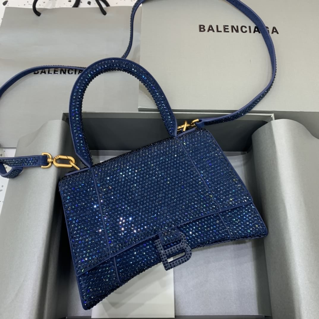 原單Balencia巴黎家沙漏包【磨砂藍全鑽】