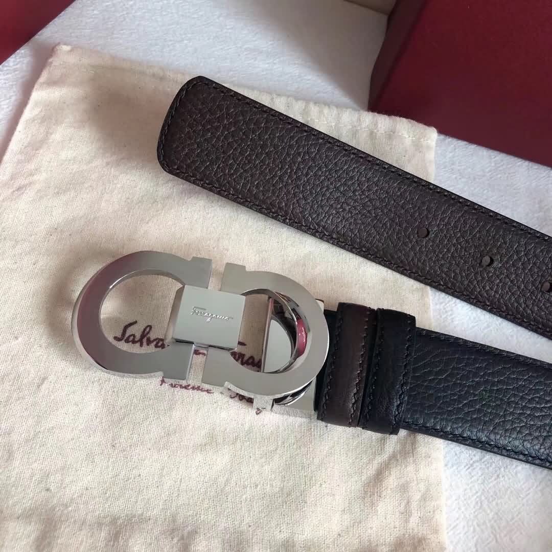 Salvatore  Ferragamo菲拉格慕男士3.5cm精鋼雙圈金屬夾扣