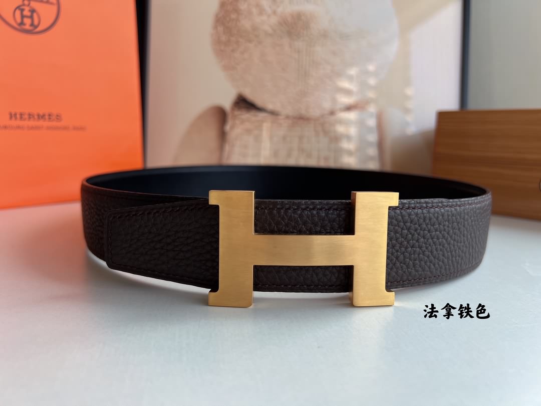 Hermes愛馬仕  男士雙面皮腰帶