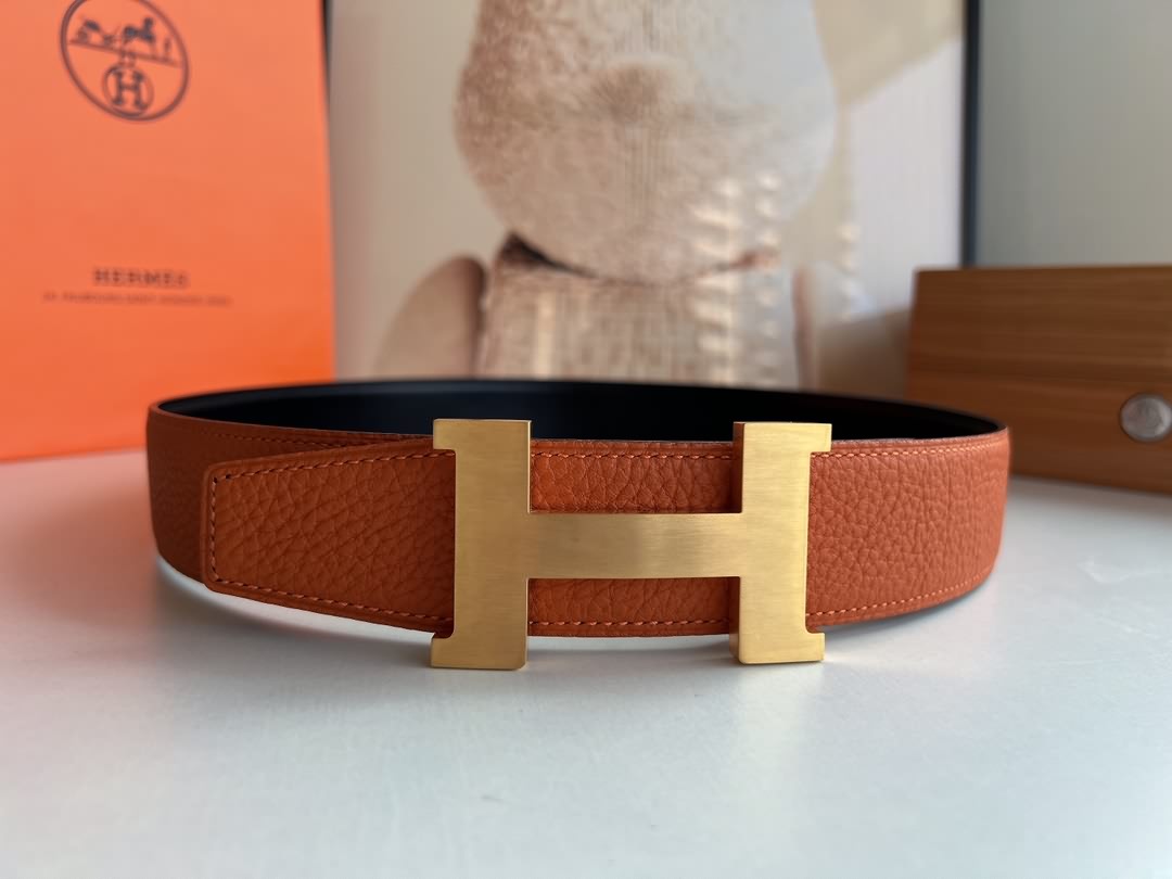Hermes愛馬仕  男士雙面皮腰帶