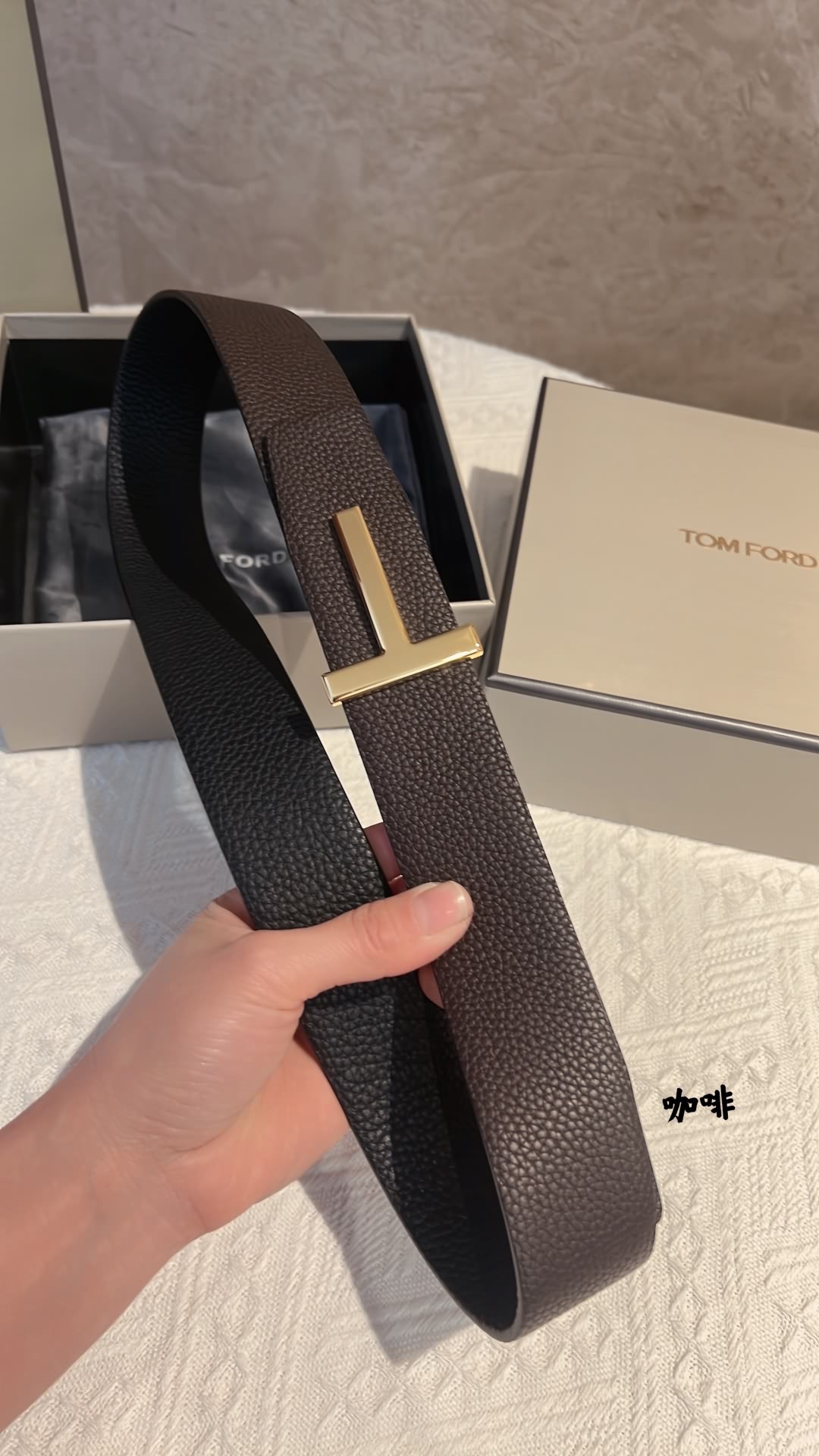 TOMFORD湯姆福特男士T字搭扣雙面腰帶