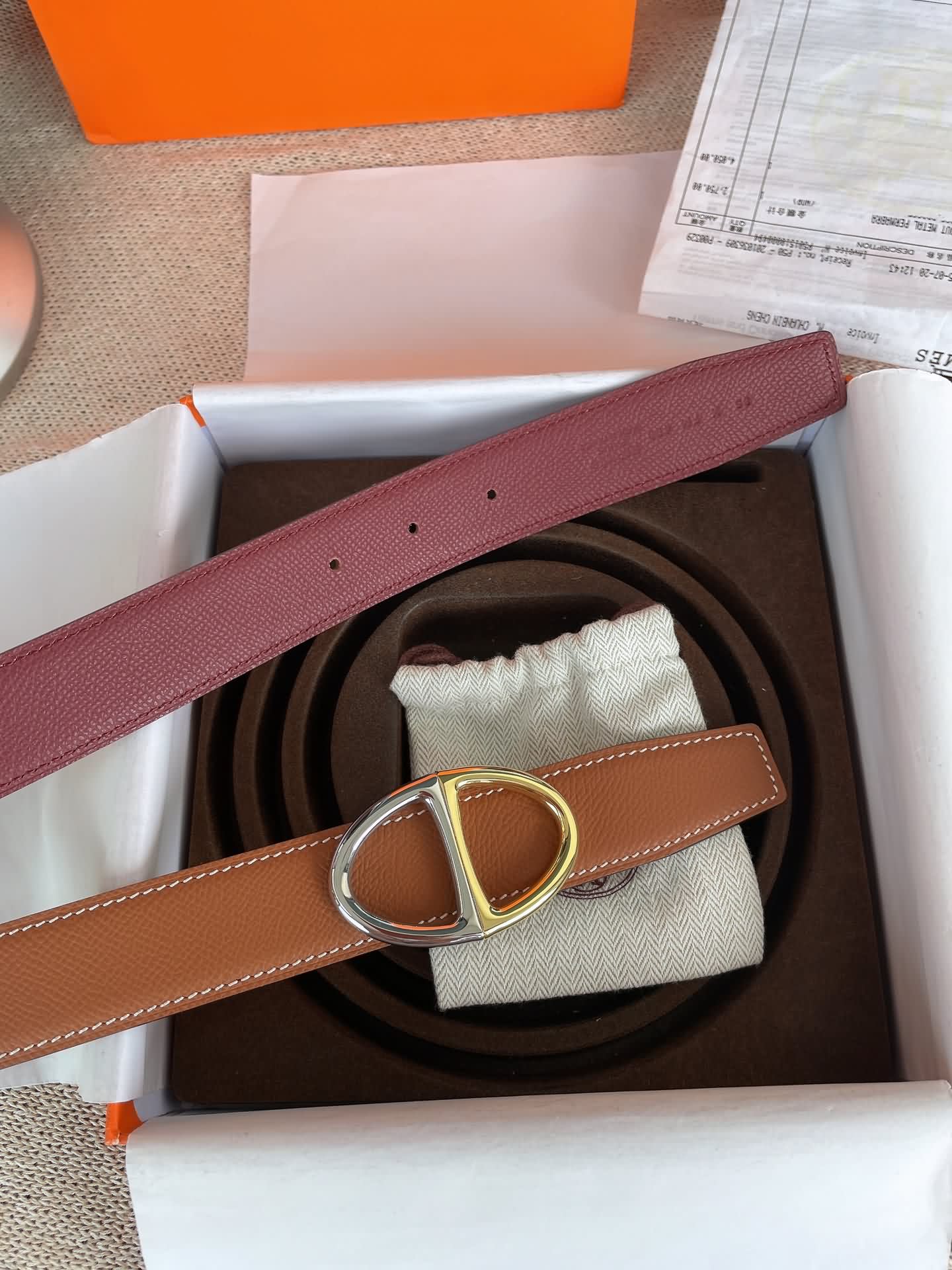 Herm&egrave;s 雙面用十字腰帶