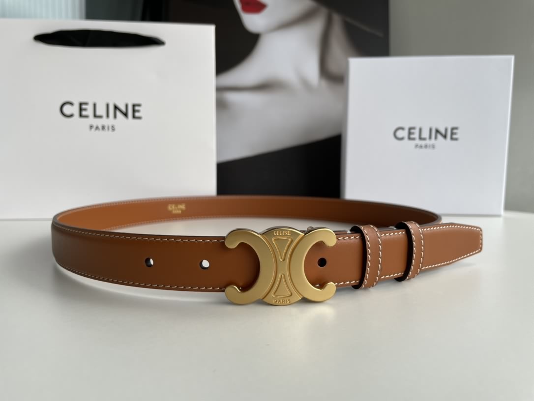 CELINE賽琳凱旋門徽標金扣潮流腰帶