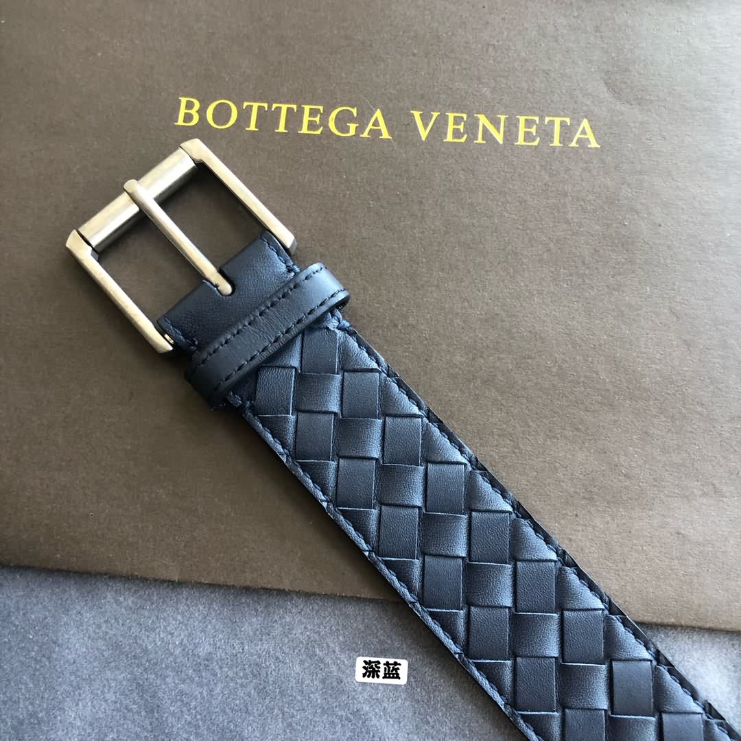 BOTTEGA  VENETA葆碟家男士手工編織頭層牛皮針扣腰帶