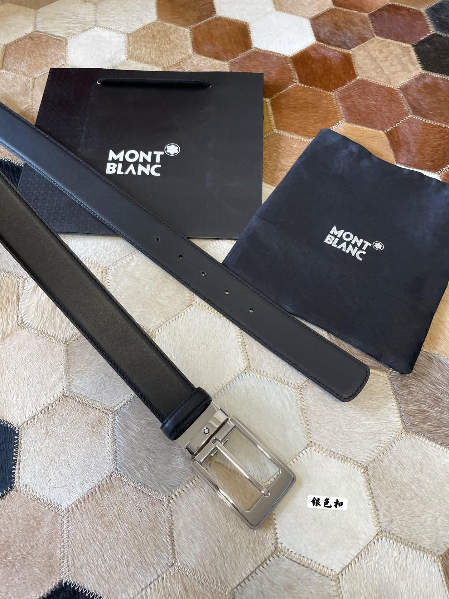 MONTBLANC 萬寶龍 進口雙面頭層牛皮腰帶