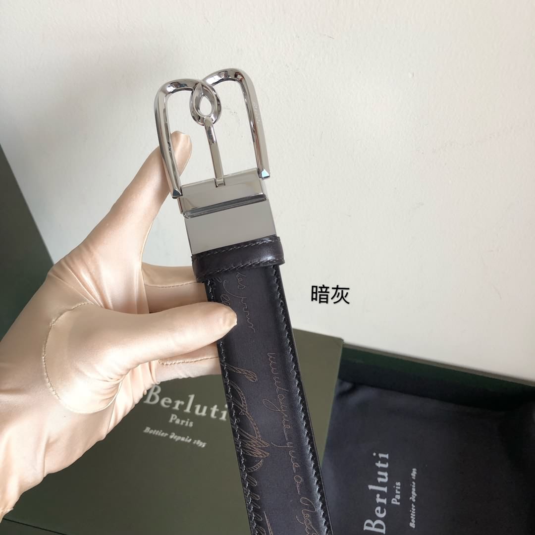 Berluti伯魯提 精鋼旋轉針式金屬扣