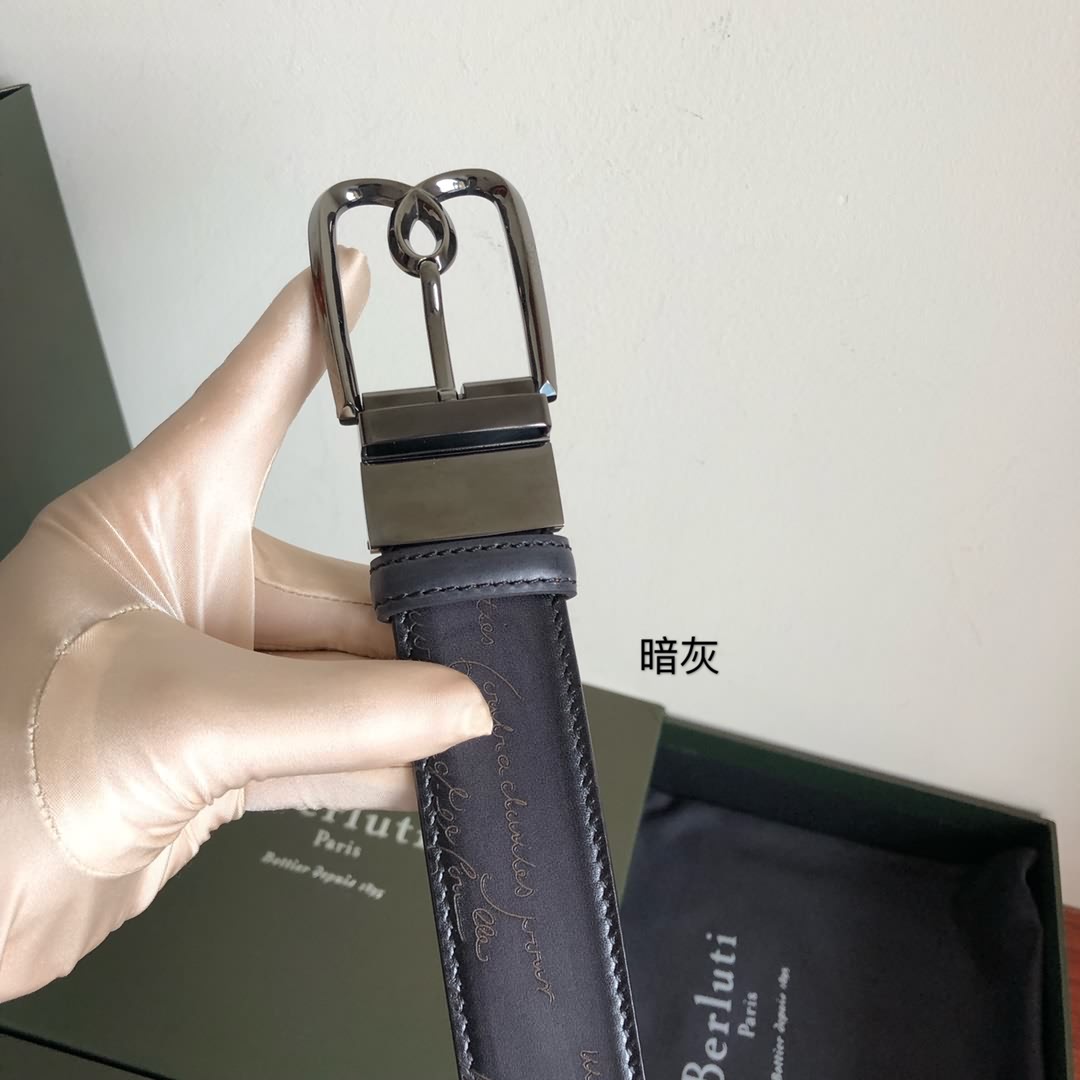 Berluti伯魯提 精鋼旋轉針式金屬扣