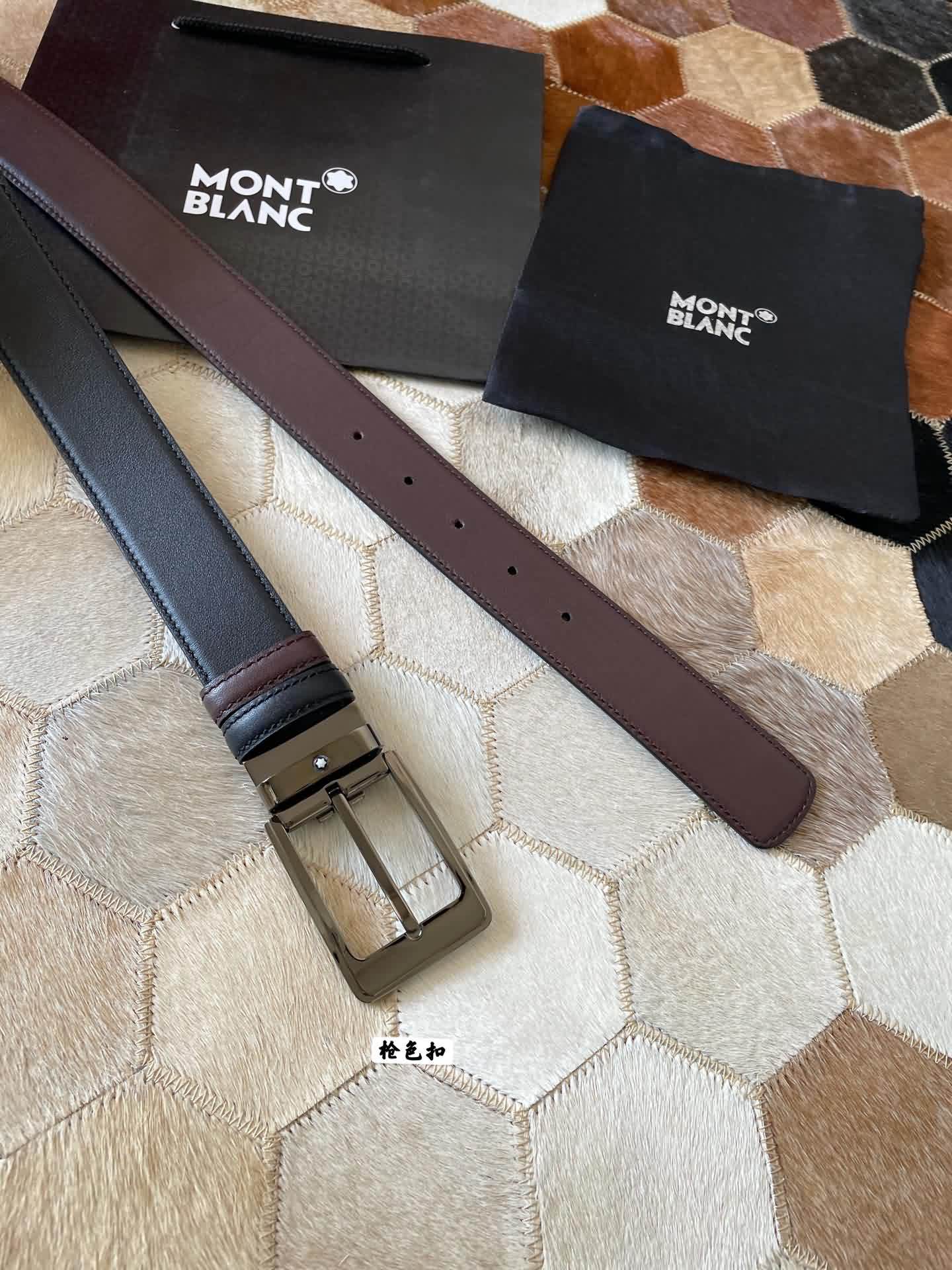 MONTBLANC 萬寶龍 進口雙面頭層牛皮腰帶