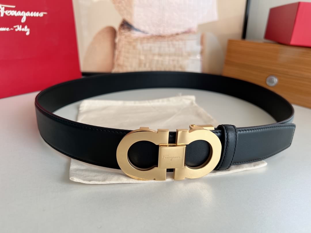 Salvatore  Ferragamo菲拉格慕男士 進口雙面頭層牛皮腰帶