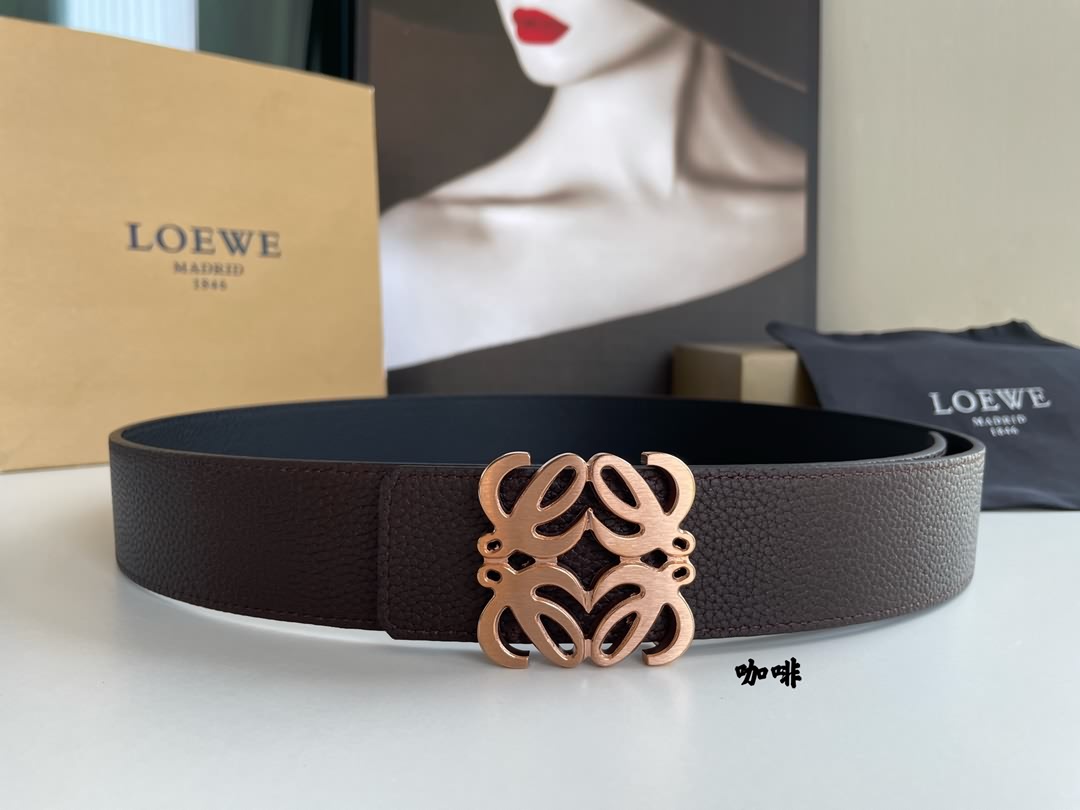 LOEVE羅意威精鋼徽標圖案金屬扣搭配頭層牛皮