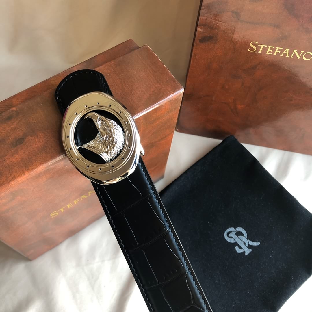 STEFANO RICCI史蒂芬.勞尼治專櫃款精鋼鷹頭掛扣 腰帶