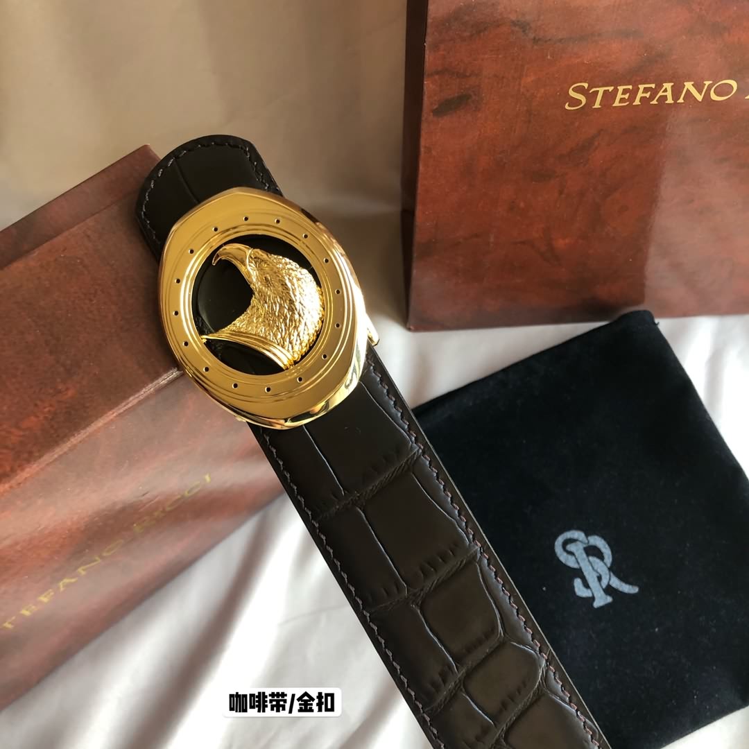 STEFANO RICCI史蒂芬.勞尼治專櫃款精鋼鷹頭掛扣 腰帶