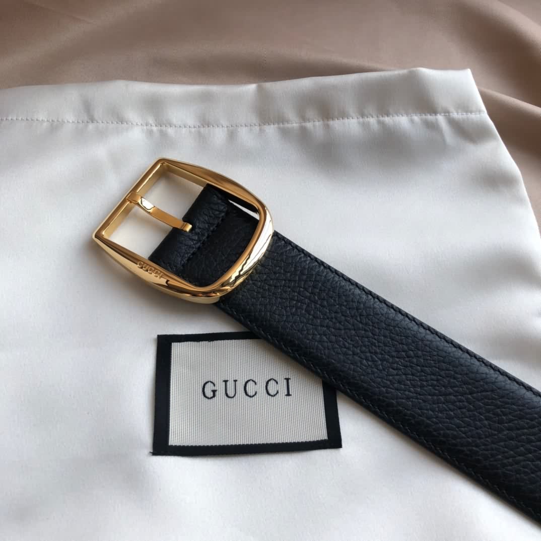 Gucci古馳GG牛皮印花/荔枝針扣腰帶