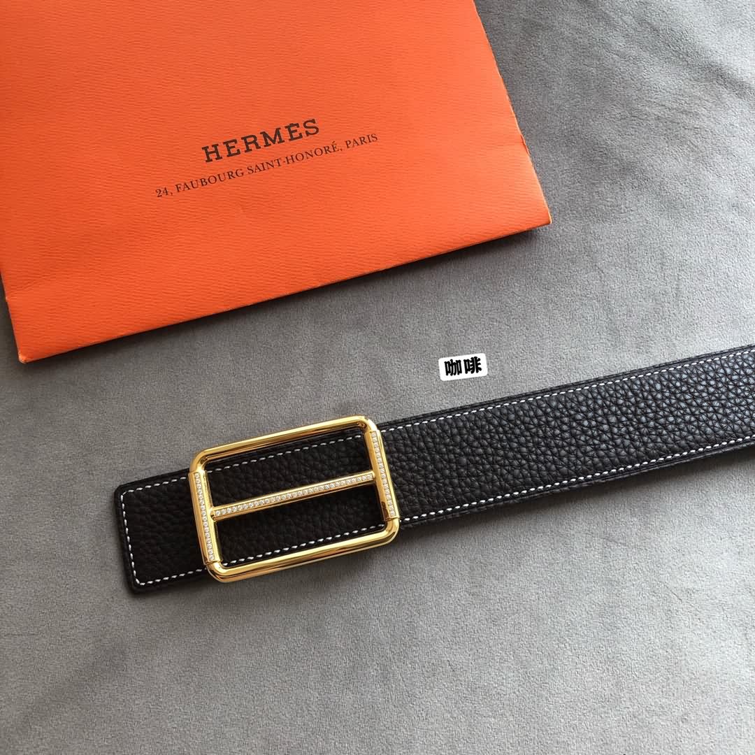 HERMES愛馬仕雙面原版荔枝搭配精鋼鑲嵌鑽扣