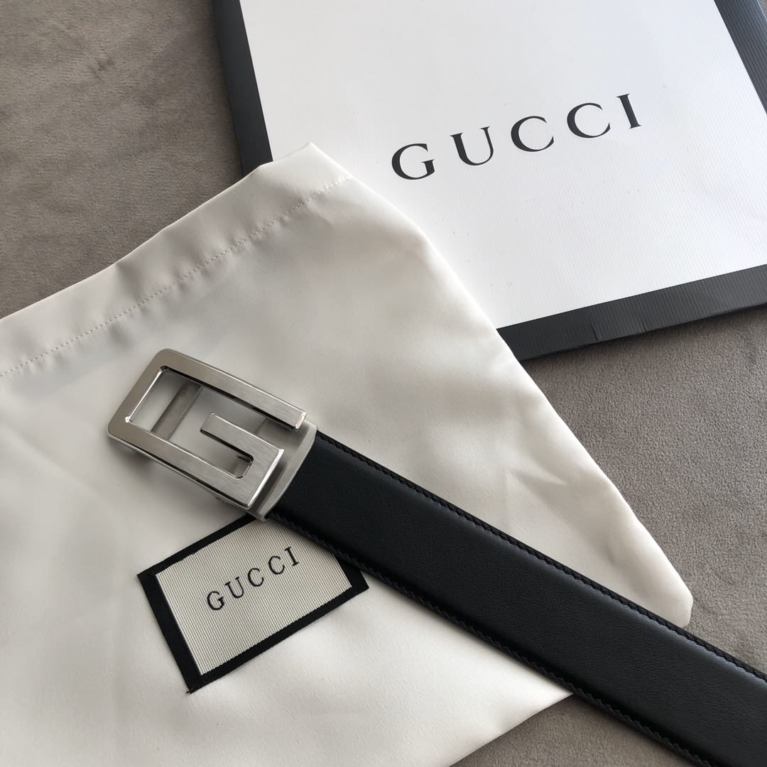 Gucci古馳 進口雙面頭層牛皮腰帶