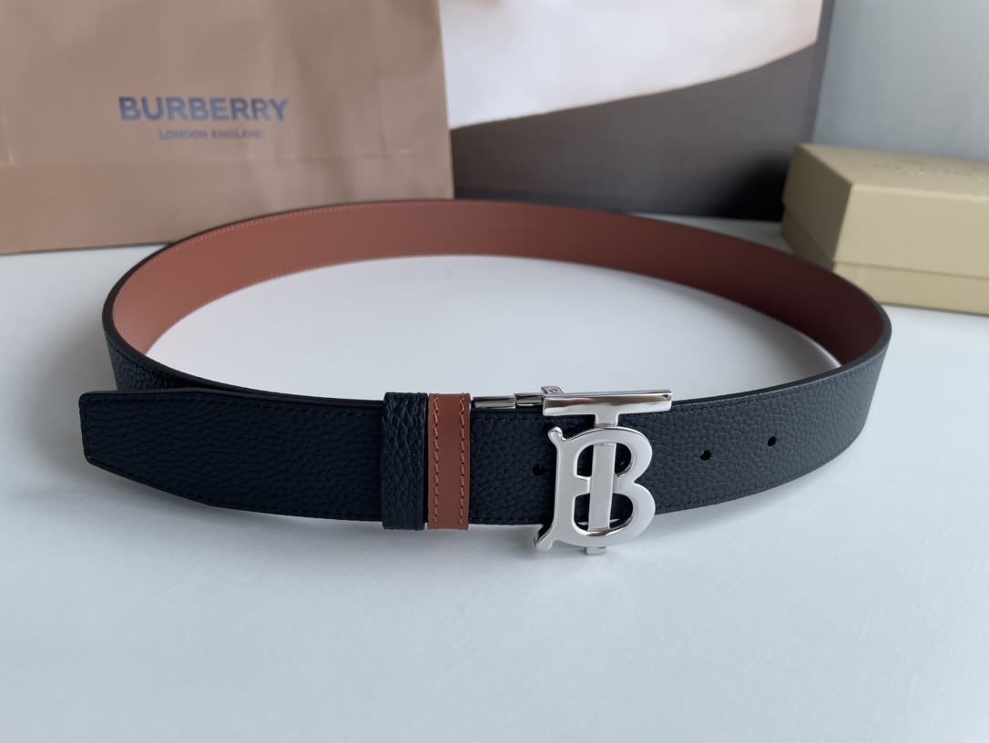 Burberry博柏利雙用專屬標識BT圖案皮革腰帶