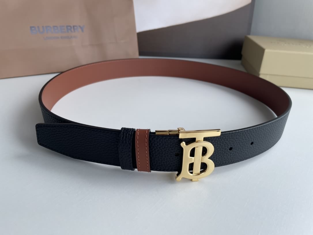 Burberry博柏利雙用專屬標識BT圖案皮革腰帶