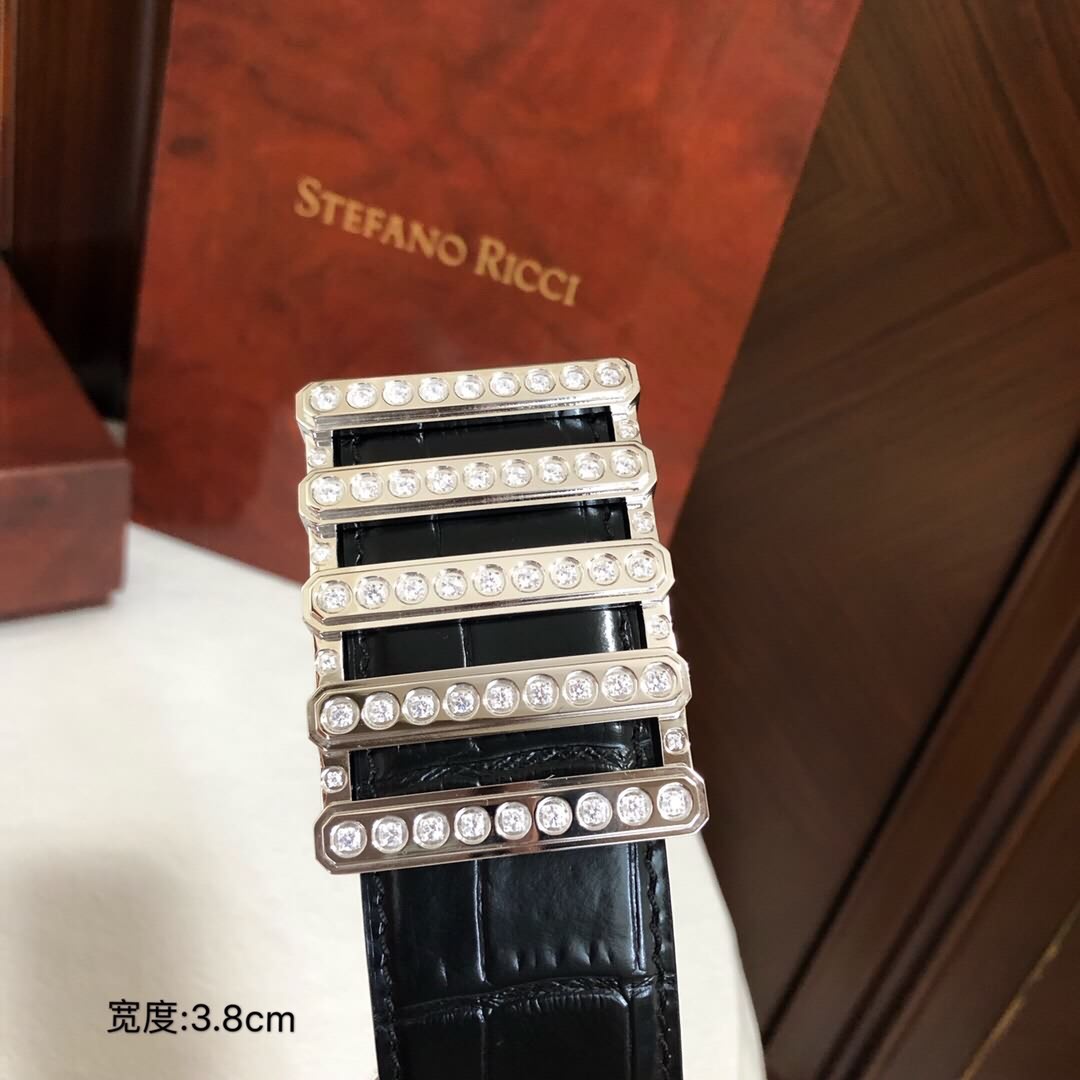 STEFANO RICCI史蒂芬.勞尼治 進口頭層牛皮精仿鱷魚紋腰帶