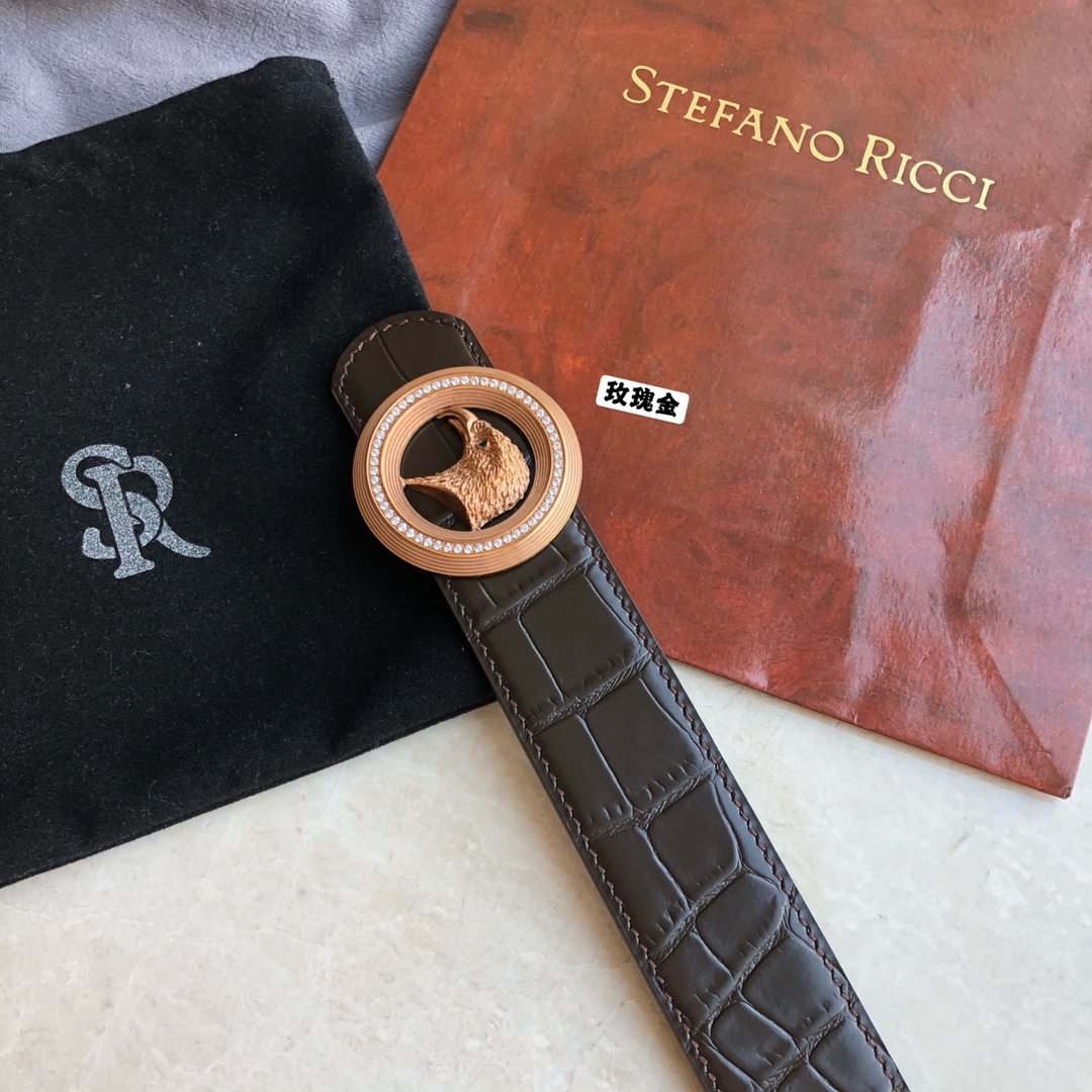STEFANO RICCI史蒂芬.勞尼治專櫃款精鋼鷹頭鑲嵌鑽金屬扣