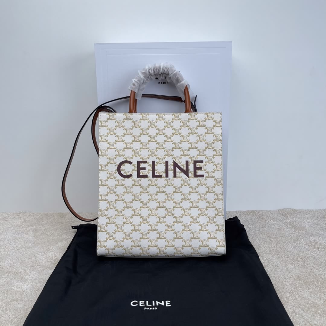 CABAS CELINE 小號CELINE印花人造革和牛皮革豎款手袋