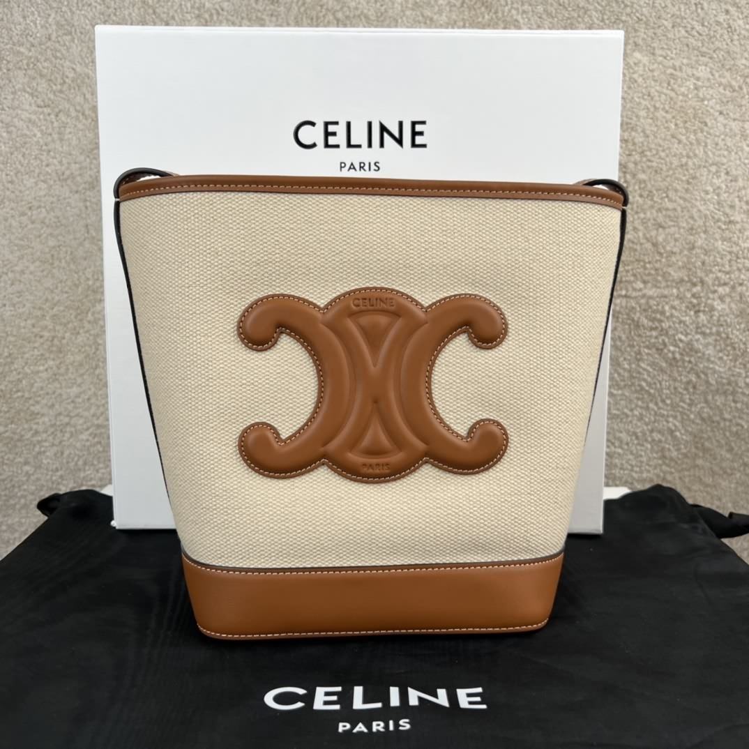 CUIR TRIOMPHE 小號織物牛皮革水桶包