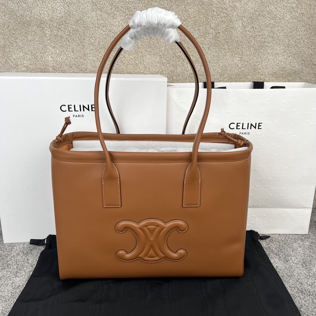 CABAS TRIOMPHE 光滑牛皮革抽繩包