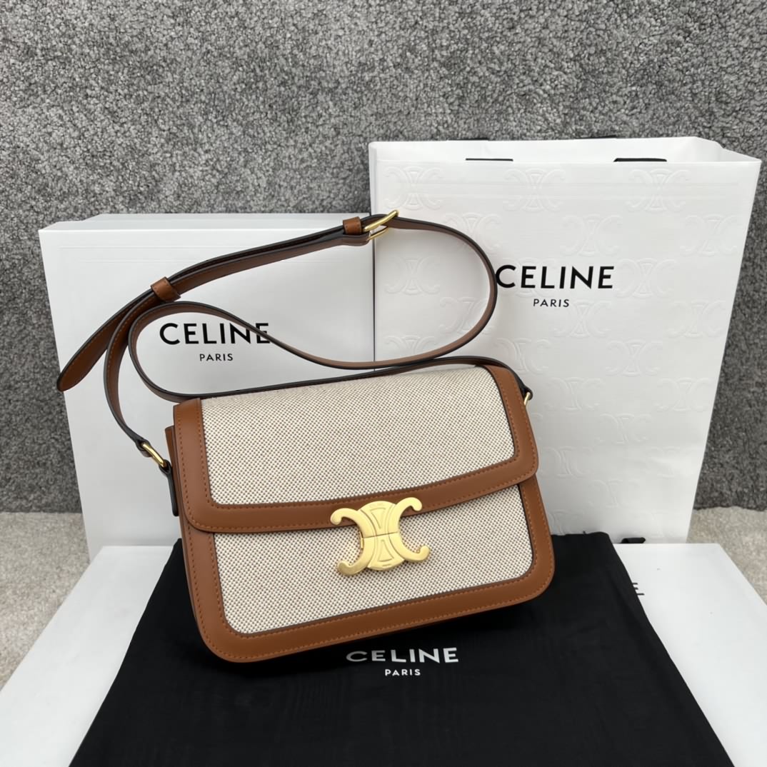 TRIOMPHE 帆布和牛皮革手袋