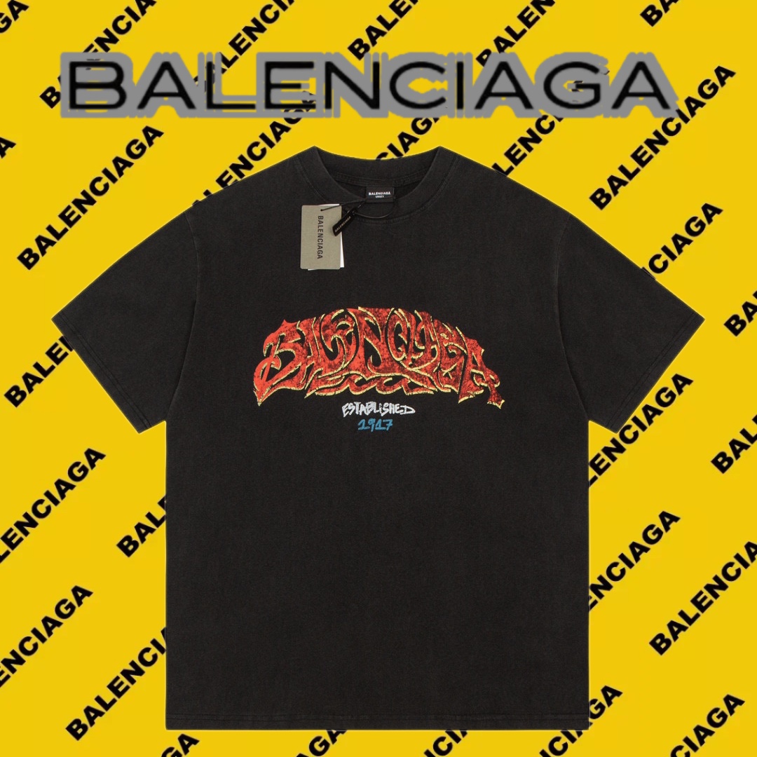 Balenciga/巴黎世家2023SS 噴墨塗鴉印花短袖