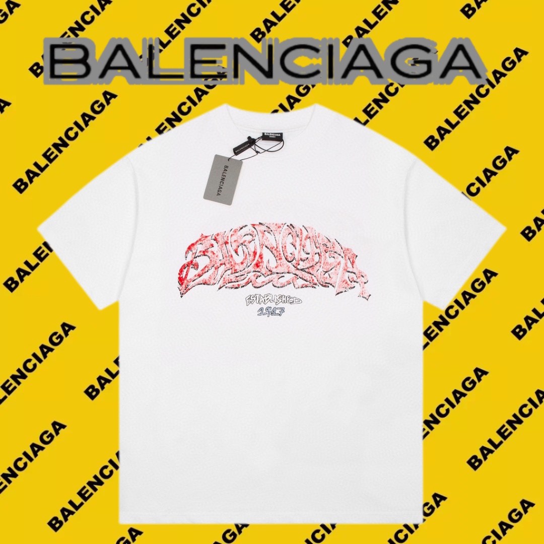 Balenciga/巴黎世家2023SS 噴墨塗鴉印花短袖