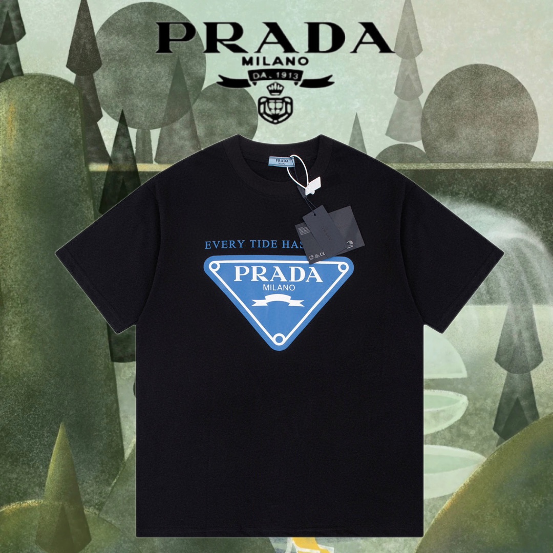 PRADA普拉達  23ss前圖案印花短袖T恤