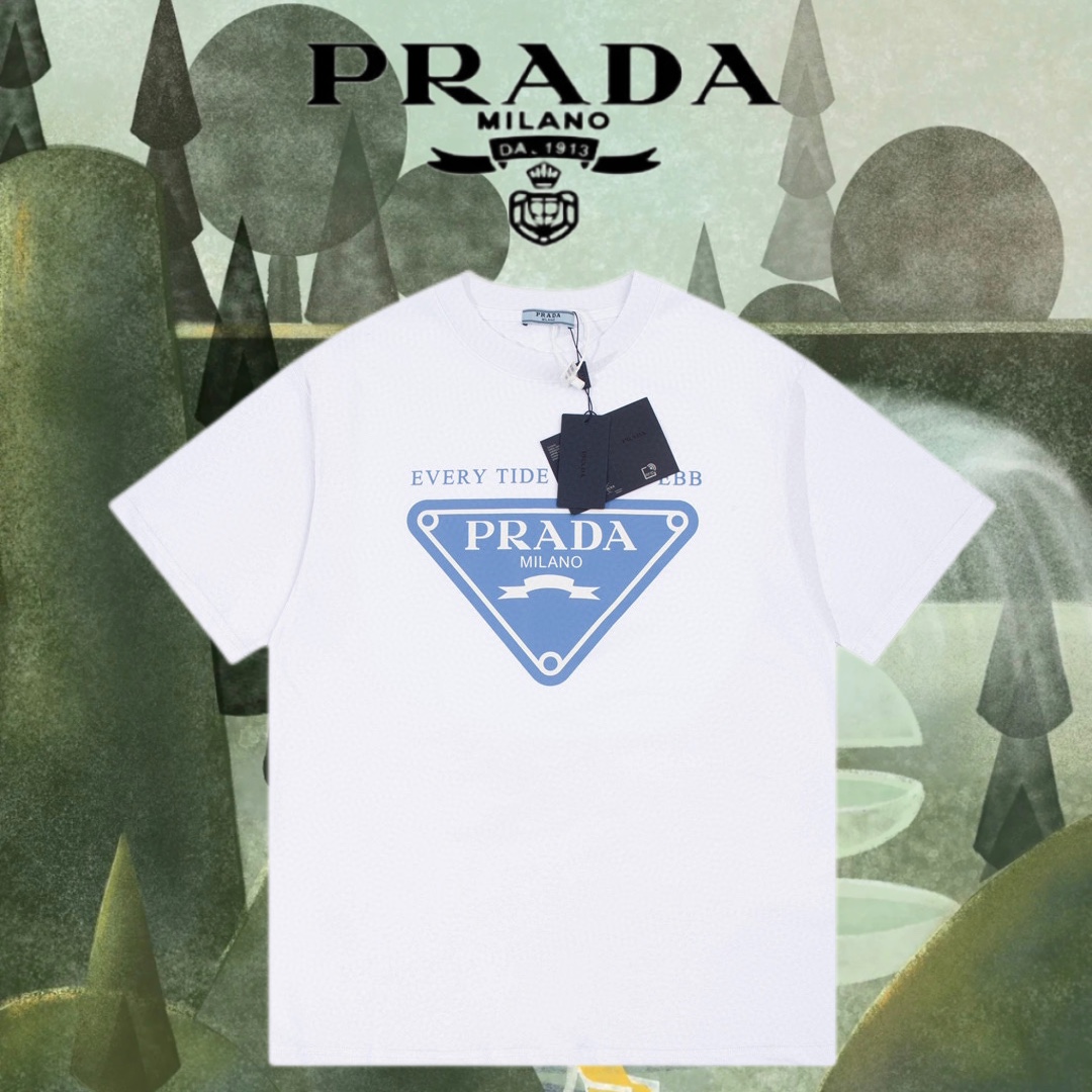 PRADA普拉達  23ss前圖案印花短袖T恤