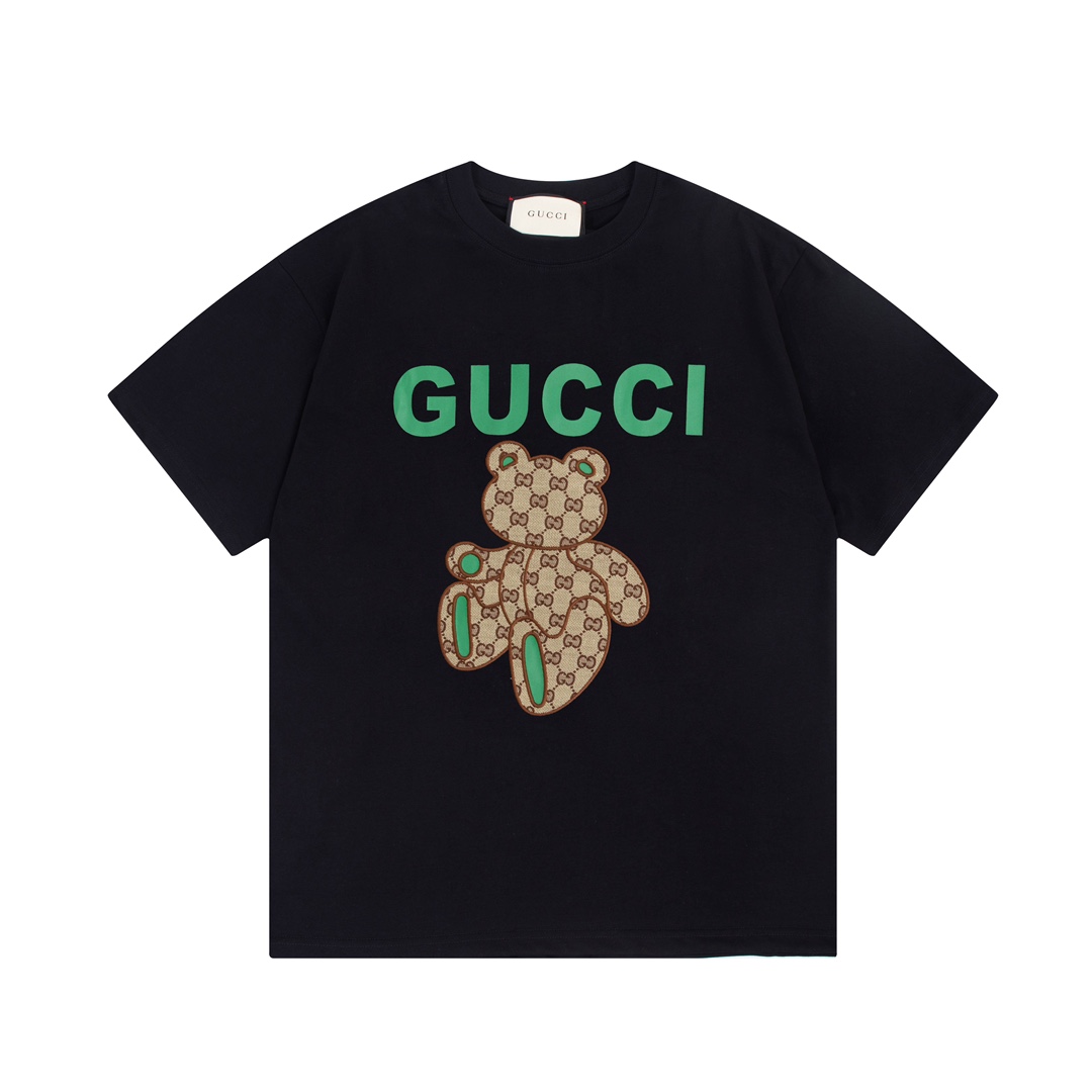 GUCCI 古馳 簡約字母貼布刺繡小熊Logo標識精緻升級