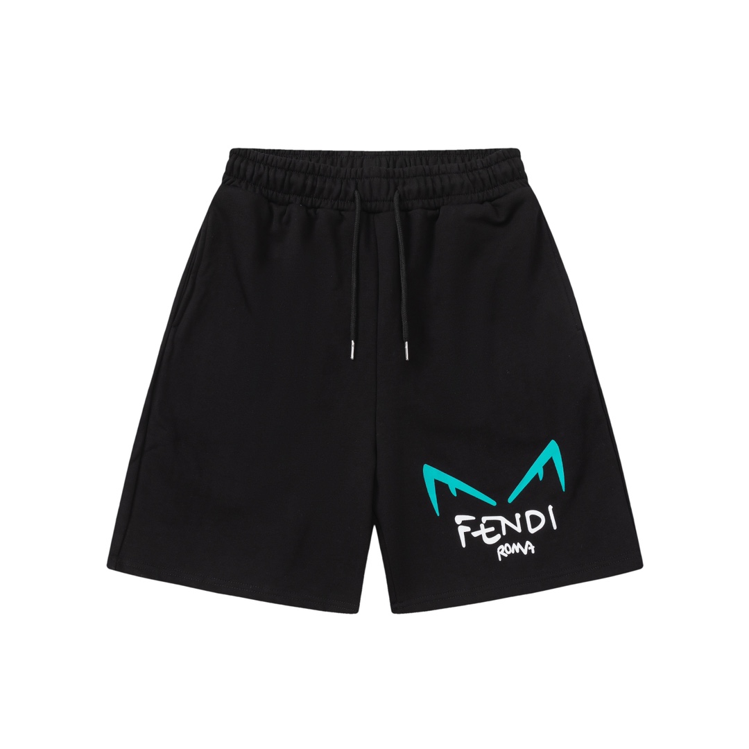 fendi/芬迪 23ss 春夏黑色經典休閒印花短褲